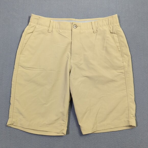 Under Armour Shorts Men's 34 Beige Khaki Match Play Golf Performance Casual - Picture 1 of 9
